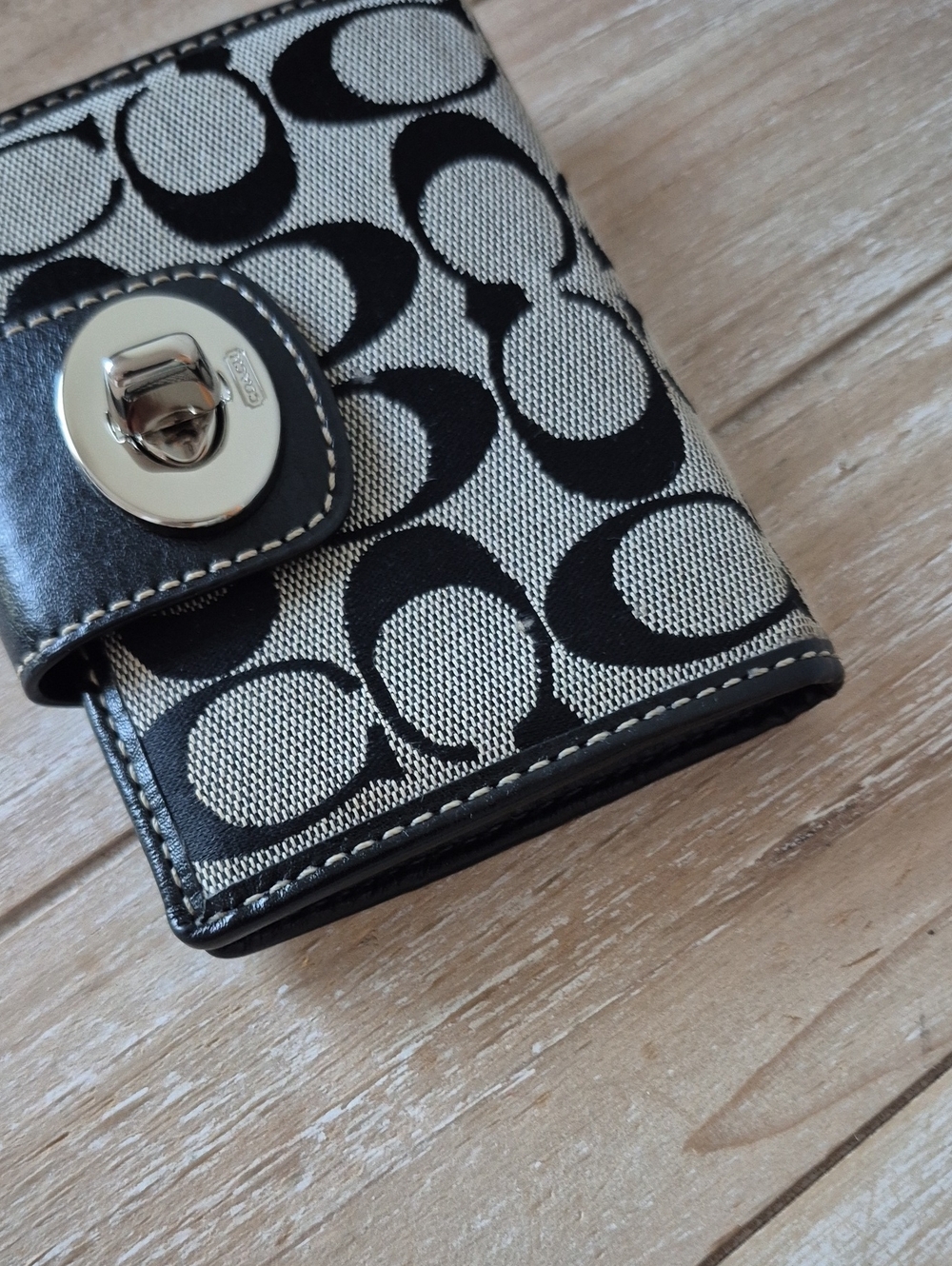 Coach Signature Canvas Turnlock Flap Crossbody Bag & Wallet Black Gray Y2K - Picture 12 of 16